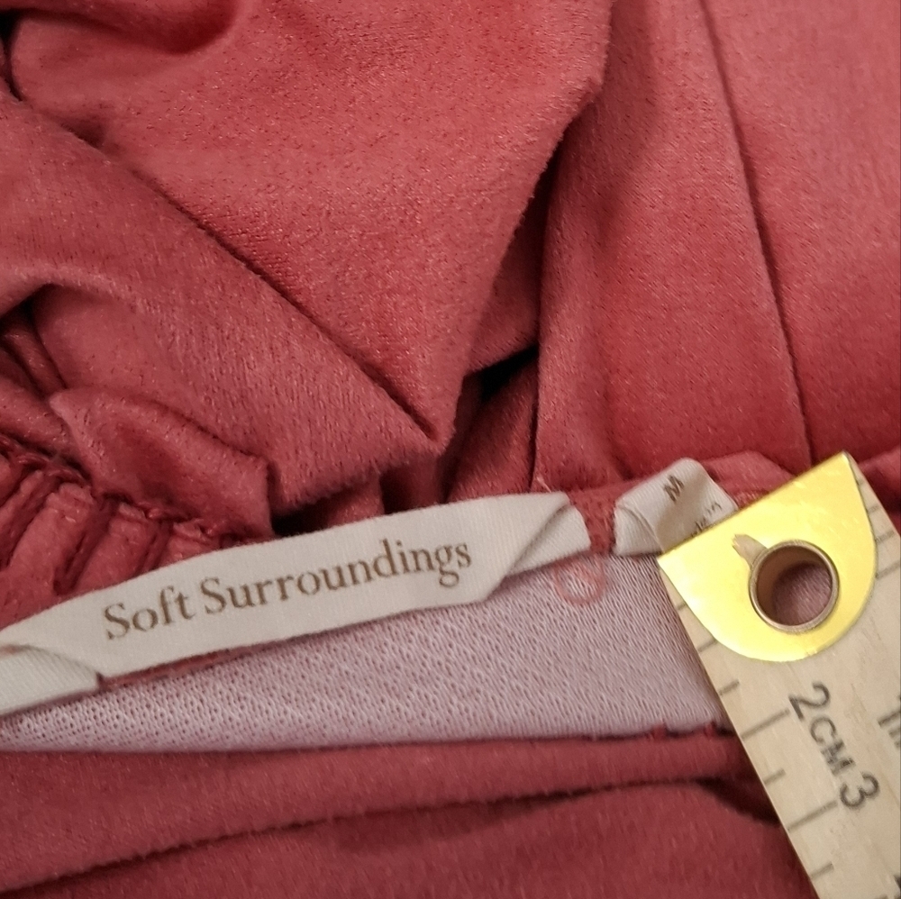 Soft Surroundings Pink Faux Suede Tunic Top Boho Bell Sleeve Pullover Women’s M - Picture 6 of 8